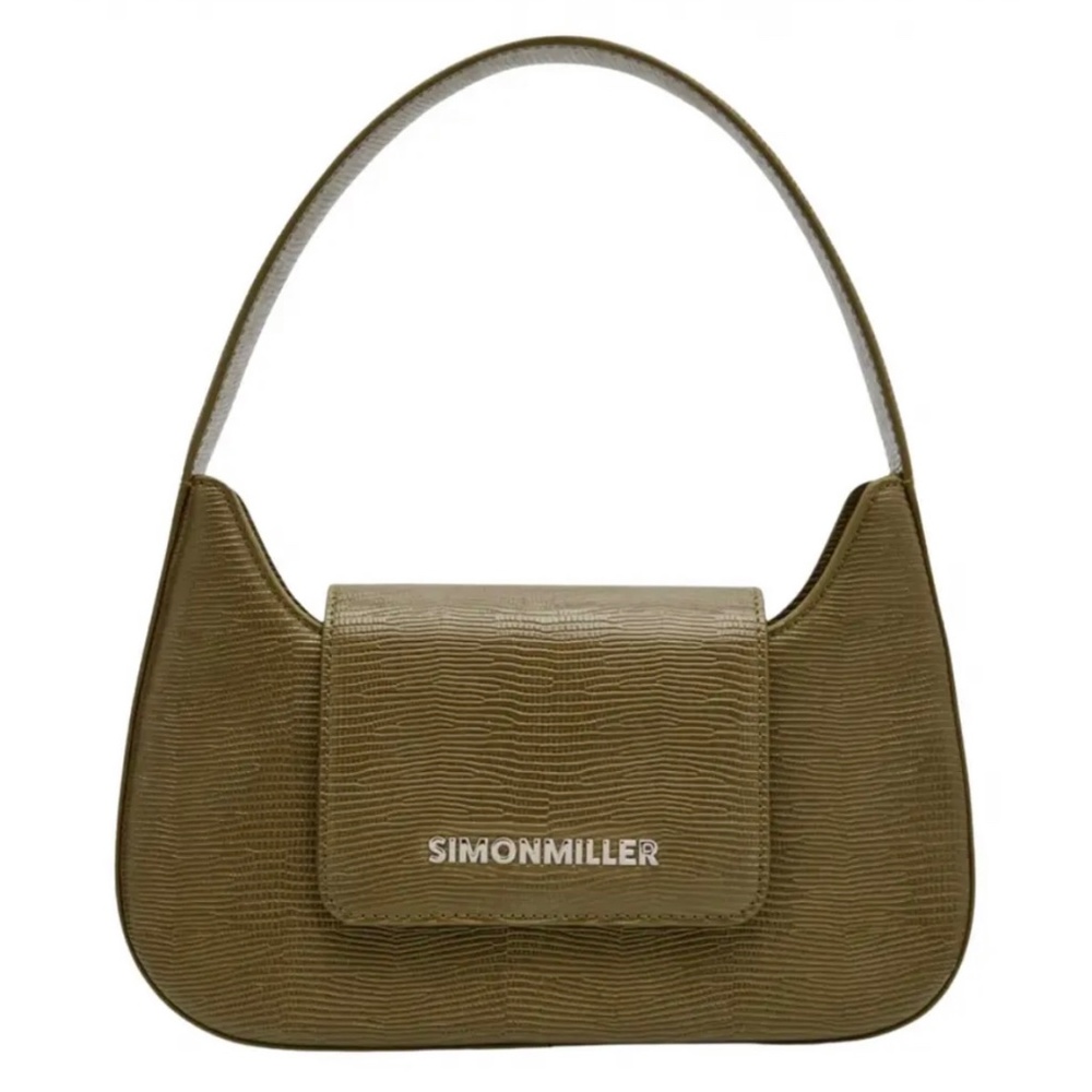 SIMON MILLER Retro Lizard-embossed Shoulder Bag In Alien Green